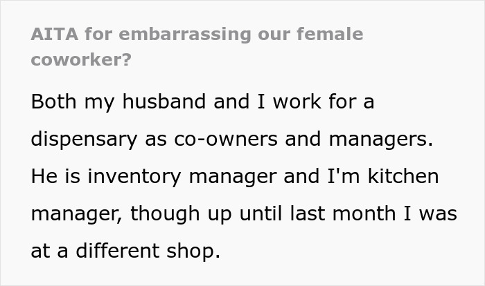 Text excerpt about dispensary coworkers and management roles Text excerpt about dispensary coworkers and management roles