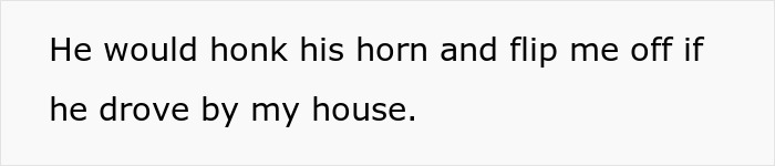 Text snippet about neighbor's petty acts and honking horn. Revenge plot involving beetles and rose garden.