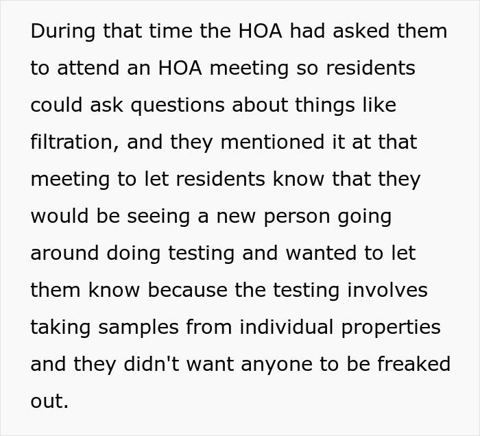 HOA informing residents about well testing during a meeting HOA informing residents about well testing during a meeting