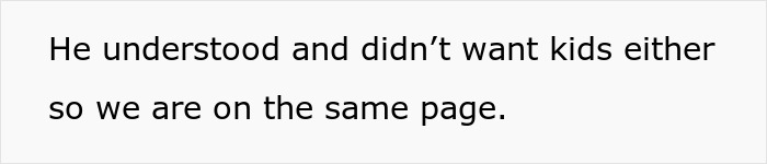 Text excerpt showing husband also doesn't want kids