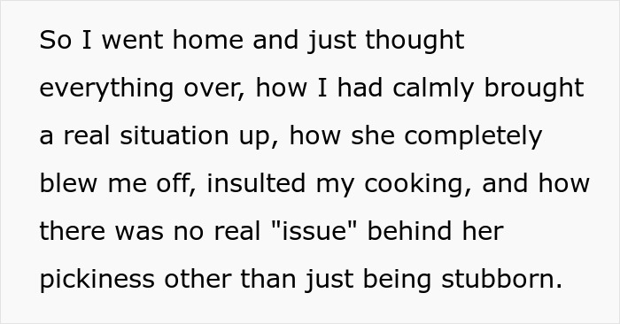 A screenshot of text reflecting on a relationship with a picky eater girlfriend and her stubbornness. A screenshot of text reflecting on a relationship with a picky eater girlfriend and her stubbornness.