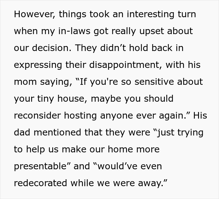 Sneaky In-Laws Try To Stay At Couple's Home When They're Not There In Order To Change It Completely