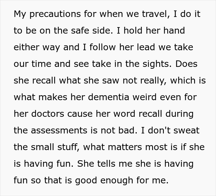 Text about precautions and challenges traveling with mom with dementia Text about precautions and challenges traveling with mom with dementia