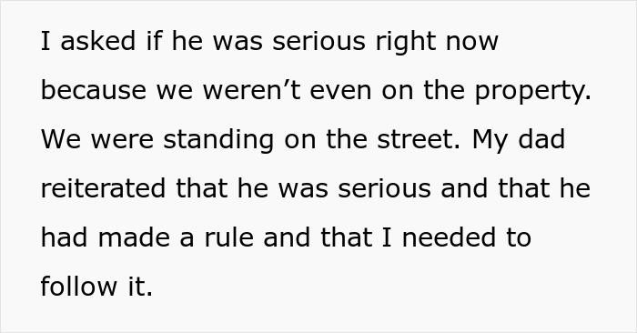 A woman is told to leave home after refusing to follow one rule. Her father insists she follow his rule.