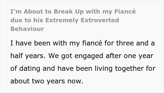 Screenshot about a woman sick of her talkative fiancé, who craves strangers attention, considering ending the relationship. Screenshot about a woman sick of her talkative fiancé, who craves strangers attention, considering ending the relationship.