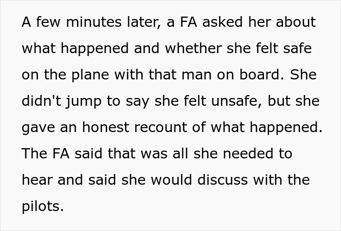 Text detailing a flight attendant discussing a physical altercation at the airport with a woman. Text detailing a flight attendant discussing a physical altercation at the airport with a woman.