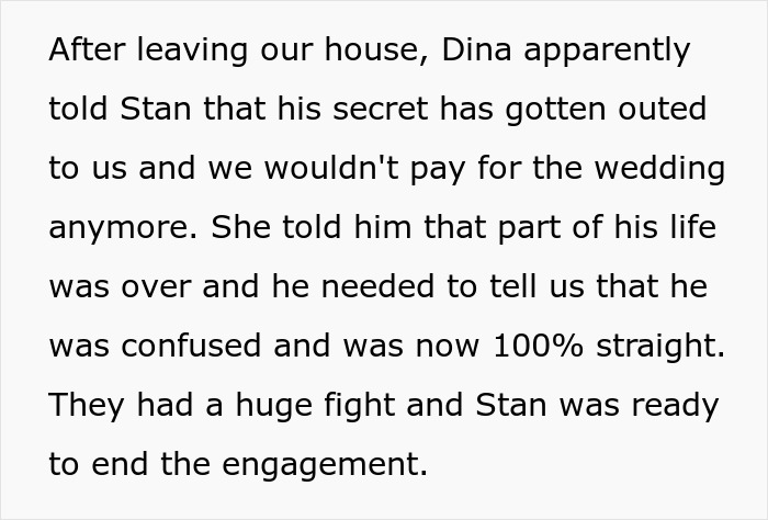 Text describing fight over fiancé's secret and engagement ending Text describing fight over fiancé's secret and engagement ending