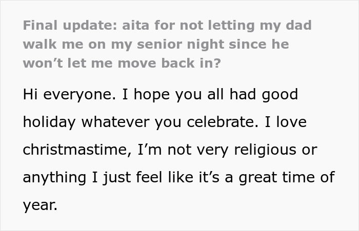18YO Refuses To Have Dad Walk Her On Senior Night After He Held A Grudge Over One Stupid Argument 18YO Refuses To Have Dad Walk Her On Senior Night After He Held A Grudge Over One Stupid Argument