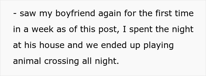 A woman spent the night at her boyfriend's house playing Animal Crossing.