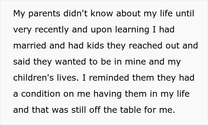 Text about parents wanting to be in the narrator's life with conditions Text about parents wanting to be in the narrator's life with conditions