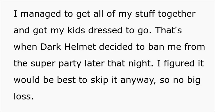 Text about leaving party and being banned by MIL later Text about leaving party and being banned by MIL later