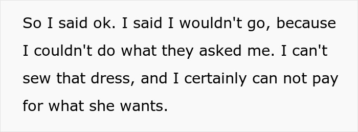 Woman can't sew elaborate wedding dress or pay for it, faces a lose-lose situation
