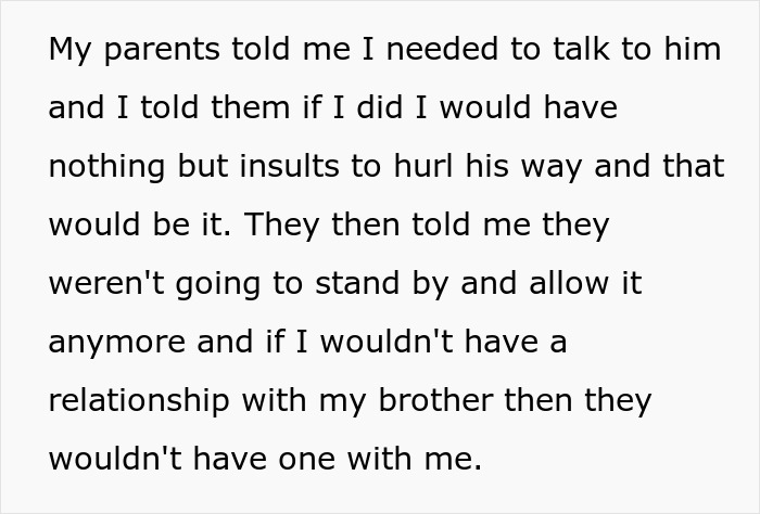 Parents demand son repair relationship with brother or lose their support Parents demand son repair relationship with brother or lose their support