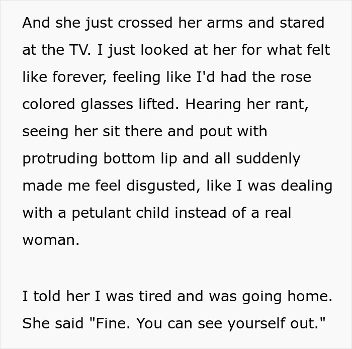 A screenshot of text describing a picky eater girlfriend in a relationship, acting disgusted like a petulant child. A screenshot of text describing a picky eater girlfriend in a relationship, acting disgusted like a petulant child.