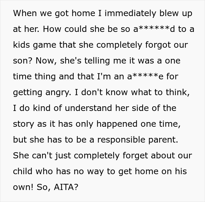 Text from a husband expressing anger and confusion about his wife's gaming problem and forgetting their son.
