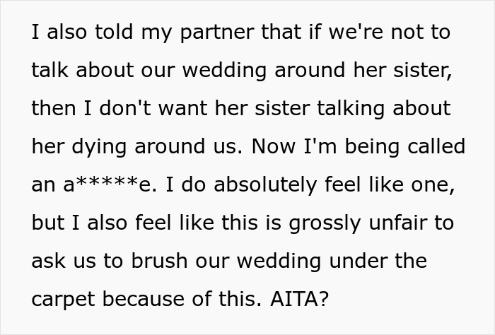 Couple Gets Annoyed That SIL With Cancer Is Taking Away From Their Wedding, It's Way Worse Than That Couple Gets Annoyed That SIL With Cancer Is Taking Away From Their Wedding, It's Way Worse Than That