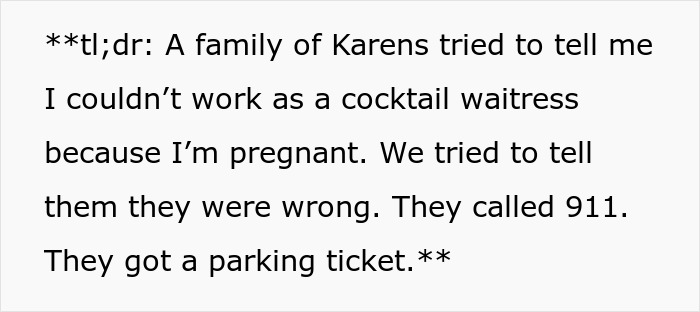 A pregnant woman describes how religious fanatics called cops on her for working in a pub as a cocktail waitress.