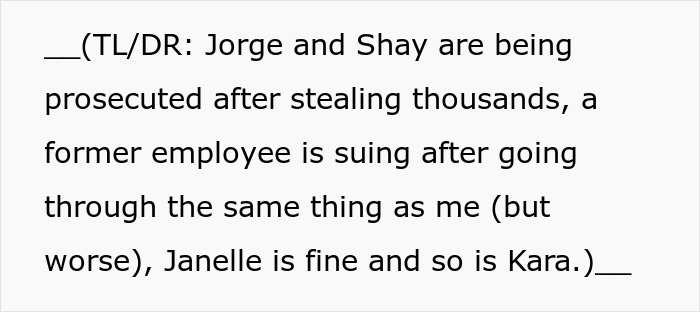 Text summary of how a guy got revenge for being fired, exposing thieves and taking down the company.