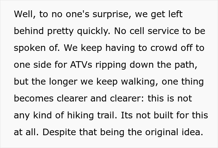 Woman Plans A Casual Hike With Friends, Ends Up Stranded On A Route Better Suited For Bikes And ATVs Woman Plans A Casual Hike With Friends, Ends Up Stranded On A Route Better Suited For Bikes And ATVs