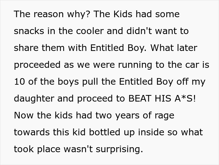Text snippet about kids beating the bully boy for his behavior on a beach trip after being dumped by his mom. Text snippet about kids beating the bully boy for his behavior on a beach trip after being dumped by his mom.