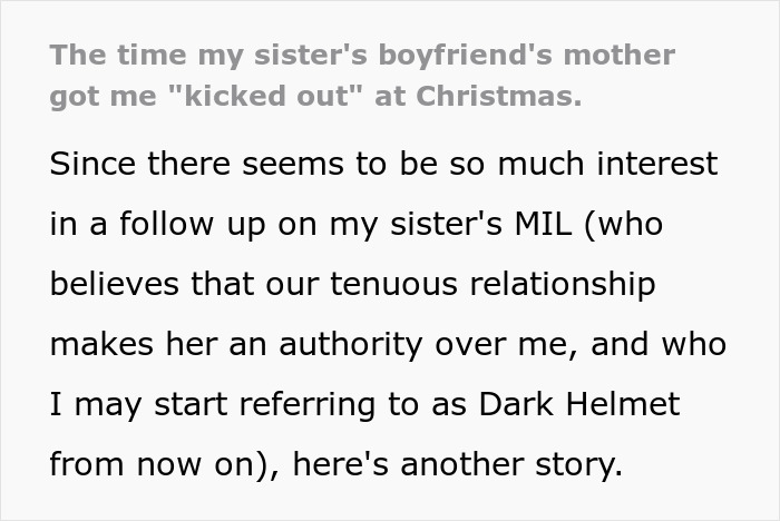 Story about sister's MIL causing trouble at Christmas with controlling behavior Story about sister's MIL causing trouble at Christmas with controlling behavior