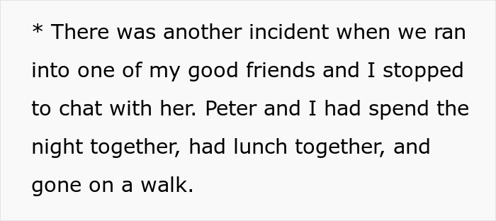 A screenshot of text recounting an incident where a toxic guy displayed jealousy about a friend.