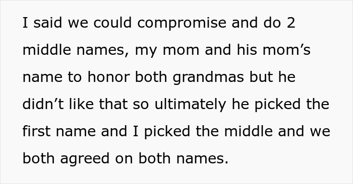 A text from the wife suggests a compromise to honor both grandmas, highlighting her feelings about her husband wanting to honor his mom.