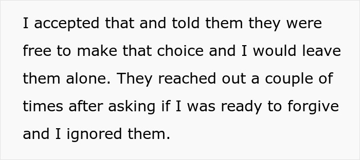Text about forgiving and ignoring parents' outreach Text about forgiving and ignoring parents' outreach