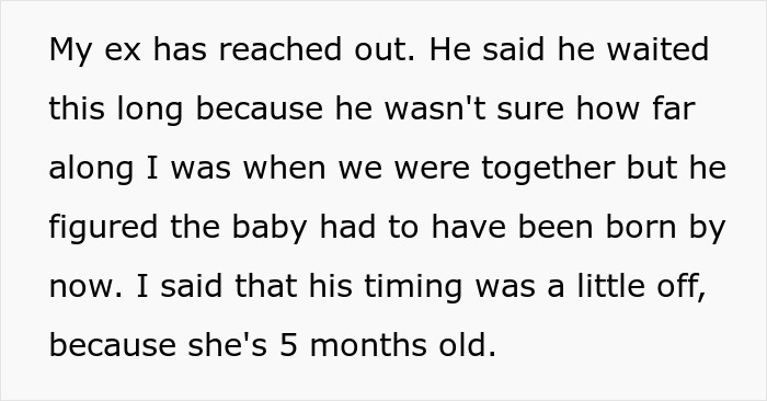 Text about ex reaching out after ghosting during pregnancy with daughter now 5 months old Text about ex reaching out after ghosting during pregnancy with daughter now 5 months old