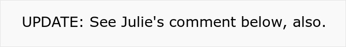 Text update mentioning Julies comment on wedding argument Text update mentioning Julies comment on wedding argument