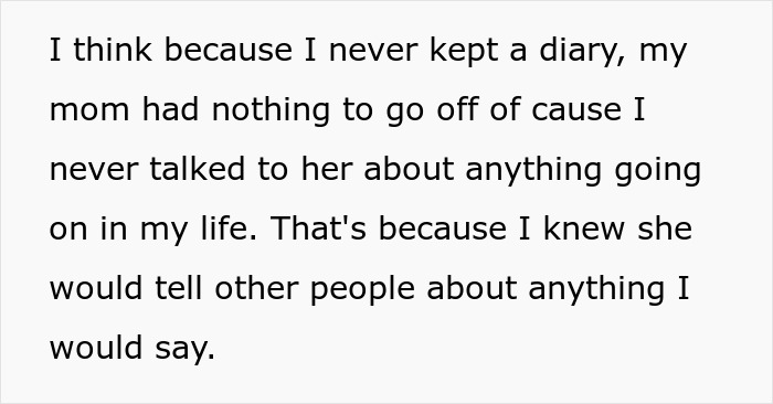 Text explaining why a teen withheld information from her religious mom, preventing the mom from snooping.