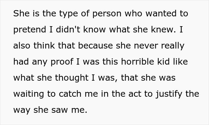 Text describing a religious mom waiting to catch her teen in the act to justify her snooping in teen's room.