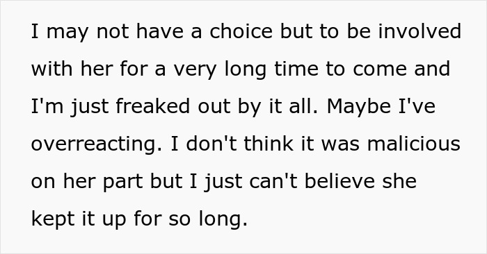 Text expressing disbelief about long lie and relationship involvement