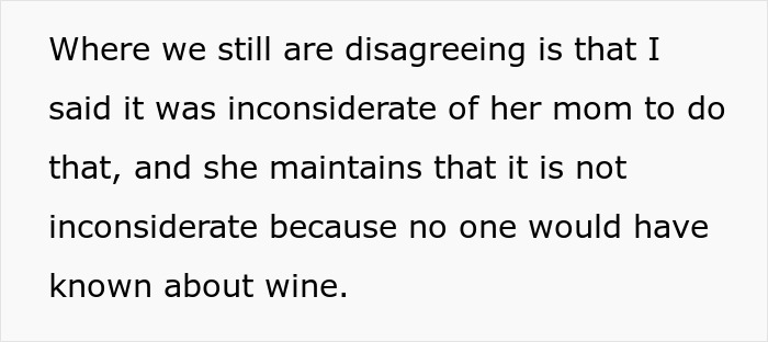 Disagreement over MIL using wine with allergen despite warnings