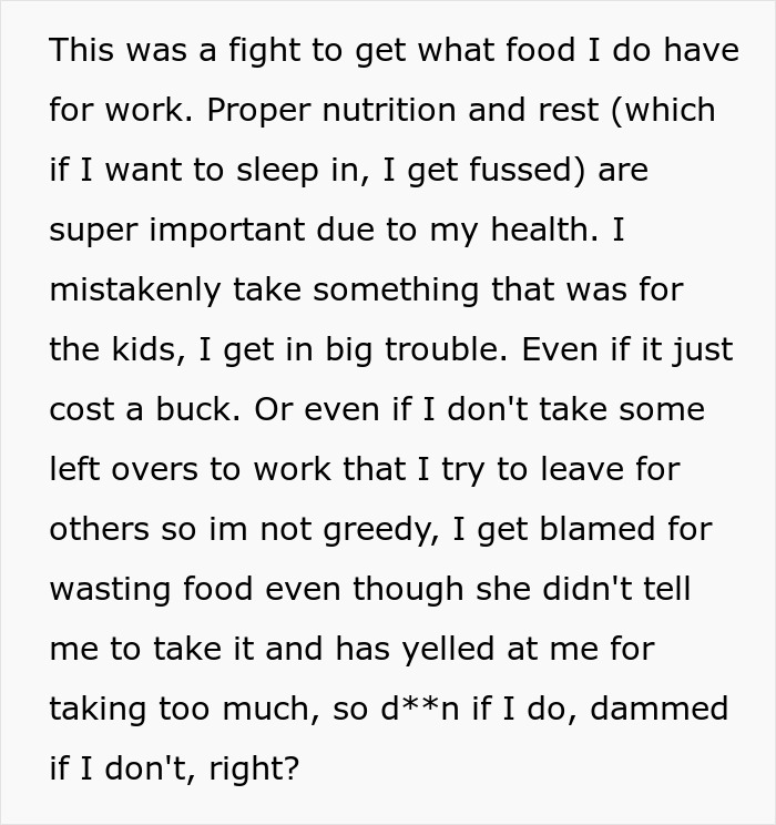 The man details his struggles with his fiancée, who blames him for food choices while he is perpetually hungry. The man details his struggles with his fiancée, who blames him for food choices while he is perpetually hungry.