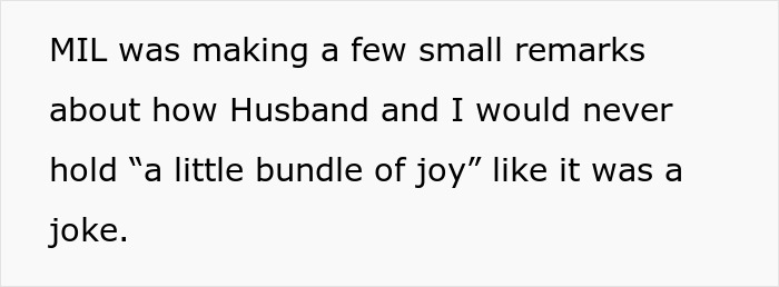 MIL makes remarks about couple not having a baby bundle of joy