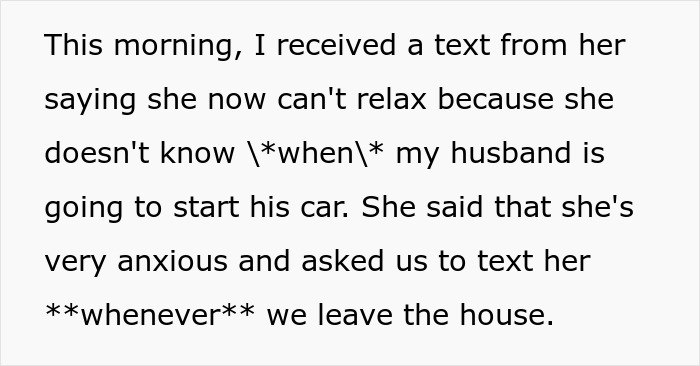 Anxious neighbor complains about guy's car, demanding advance notice of couple's every move. Anxious neighbor complains about guy's car, demanding advance notice of couple's every move.