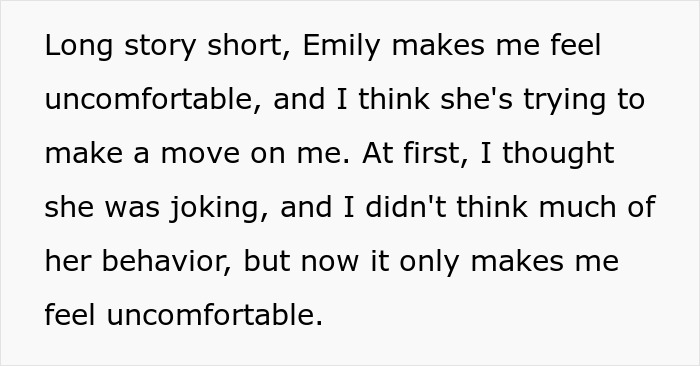 Further text elaborating on the creepy friend's uncomfortable behavior and flirtation, leading to the 'steal him away' plot.