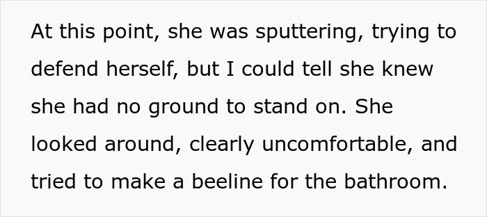 A text block describing the MIL sputtering and uncomfortable after being confronted about her white wedding dress.