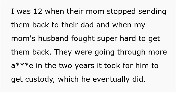 Text about custody struggle and impact on teen safety with stepkids