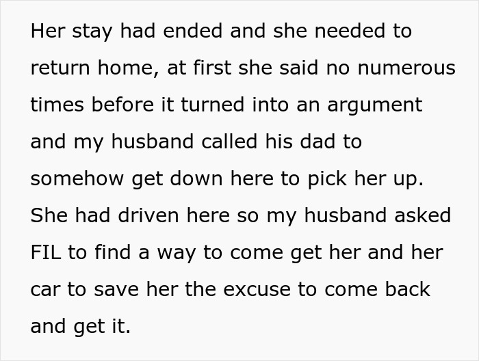 The husband's MIL refuses to leave after the pregnant woman experiences contractions, escalating the situation.