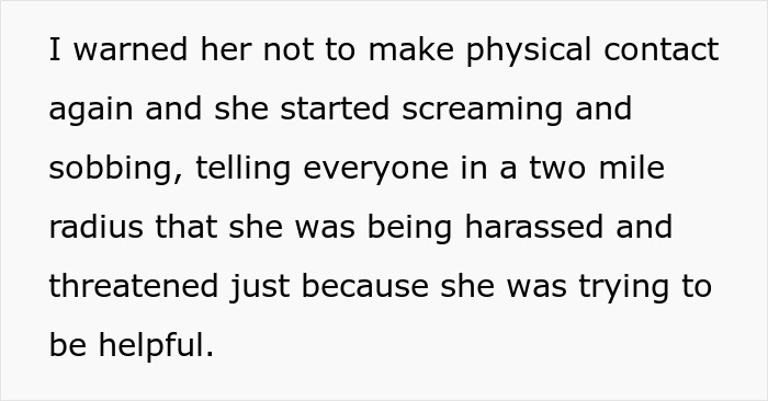 Text about narcissistic MIL falsely claiming harassment after physical warning Text about narcissistic MIL falsely claiming harassment after physical warning