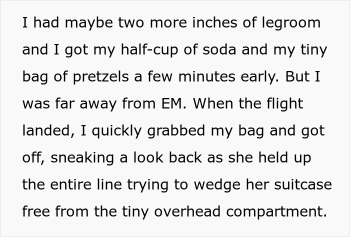 Text about getting more legroom and grabbing a snack after flight with racist Karen disruption Text about getting more legroom and grabbing a snack after flight with racist Karen disruption