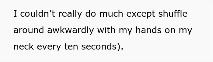 A woman is told to leave home after refusing to follow one rule. A person describing difficulty moving due to neck pain.
