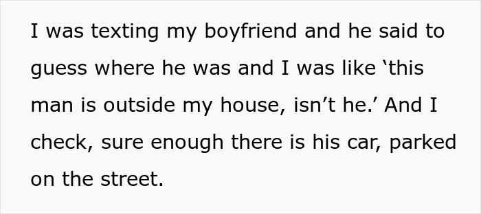 A woman texting her boyfriend, who is outside her house, after she was told to leave home.