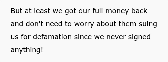 Comment about getting a full refund after wedding coordinator's cancellation
