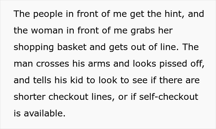 Text describing customers leaving the line, annoyed by the woman trying to guilt Walmart shoppers. Text describing customers leaving the line, annoyed by the woman trying to guilt Walmart shoppers.