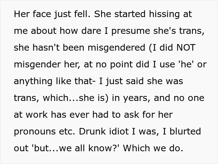 Trans Woman Mad At Coworker Who "Clocked" Her Identity, Which She Thought Was A Secret All Along
