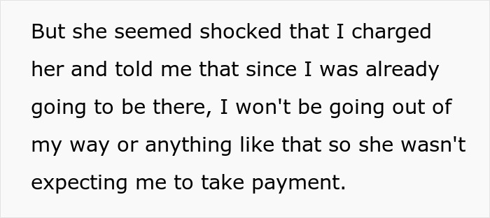 Text about charging for attending and shocked reaction in bride's friend story