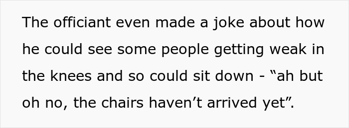Wedding officiant jokes about missing chairs at ceremony Wedding officiant jokes about missing chairs at ceremony